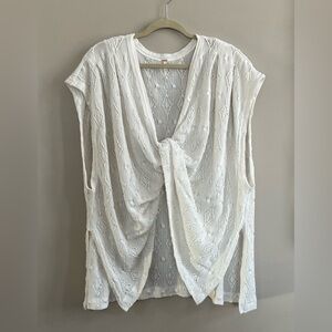 Free People "Show Off" crochet knit Tee in white size large